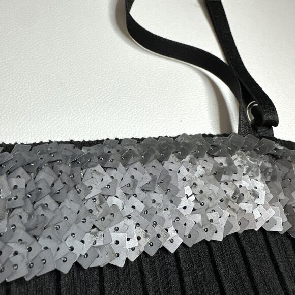 Wanko Black Ribbed Sequin Trim Cami Tank Top Y2K Whimsigoth Going Out Party M - Picture 9 of 10